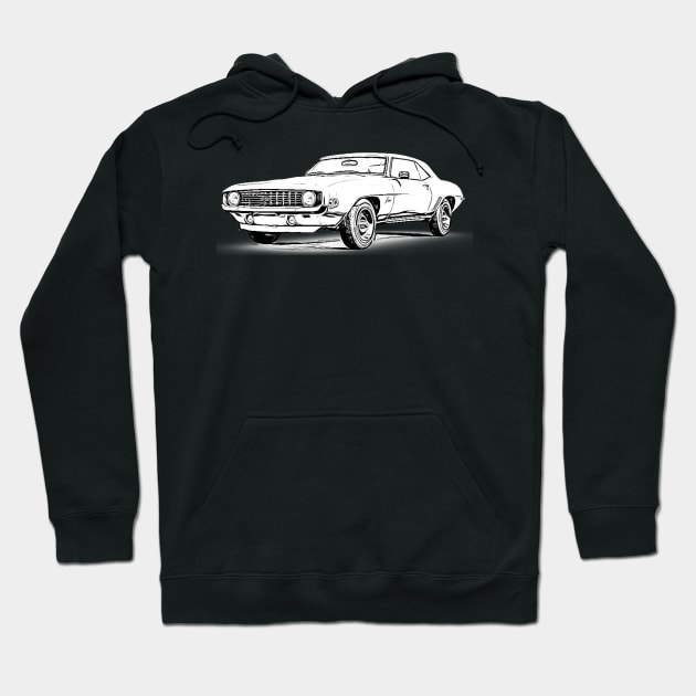 Camaro 69 Wireframe Hoodie by Auto-Prints